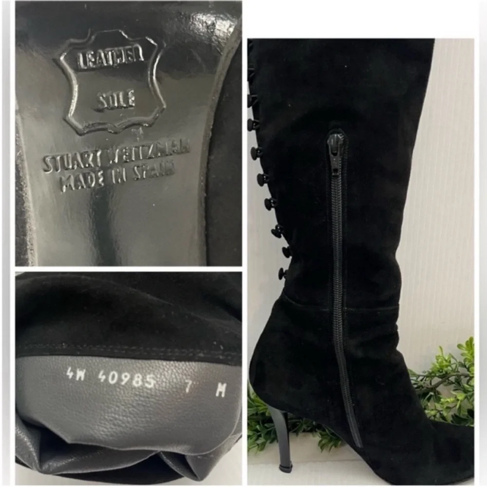 Stuart Weitzman Jet Women's Knee-High Pointed Toe Stiletto Boots - Black Size 7